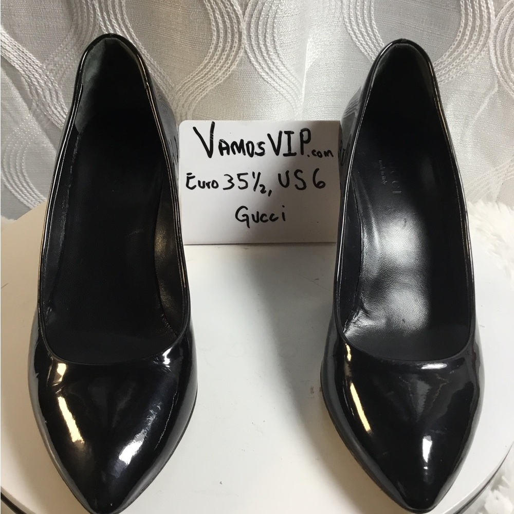Gucci Black Patent Leather Pointed-Toe Pumps